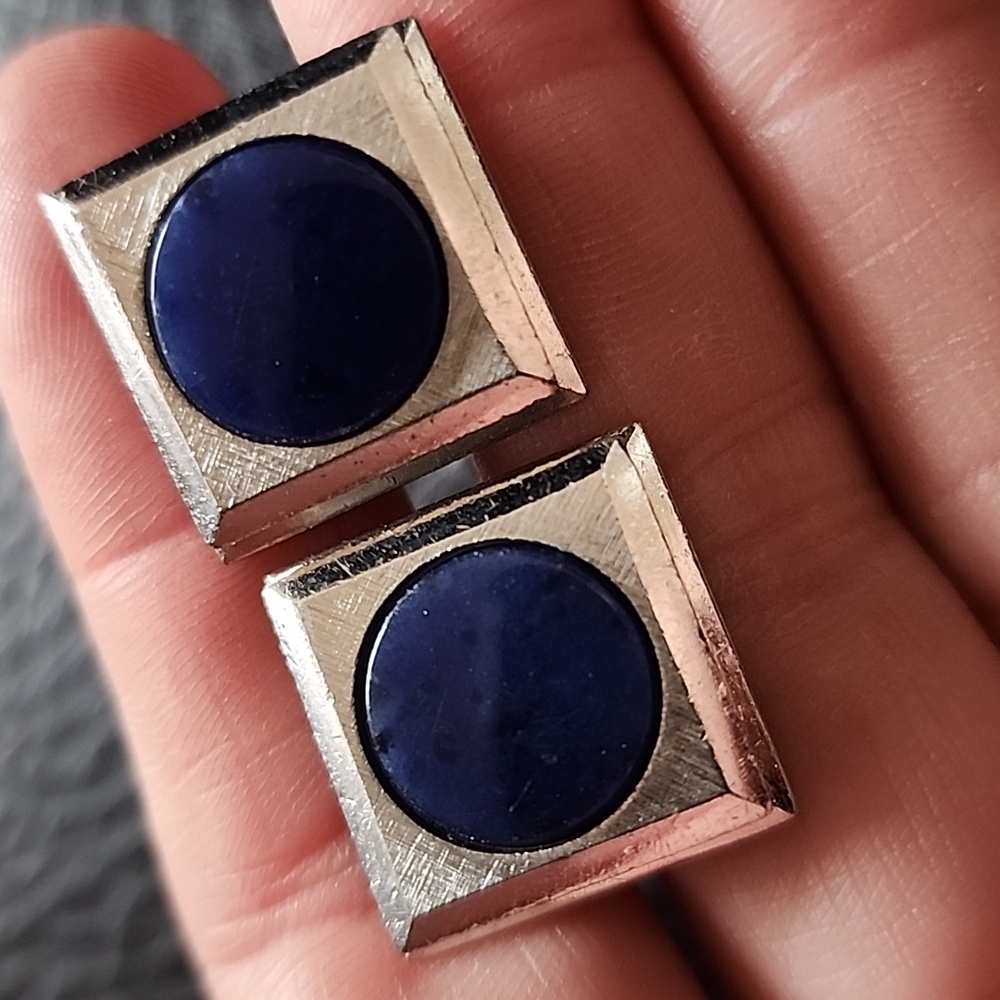 VTG Destino Silver and Blue Square Cufflinks